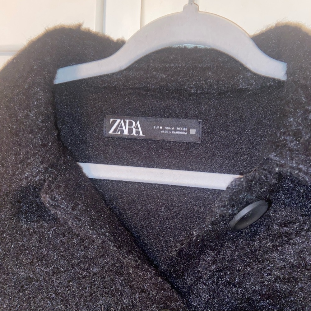 Zara Black Shacket Collared Button Up Pockets Siz… - image 5